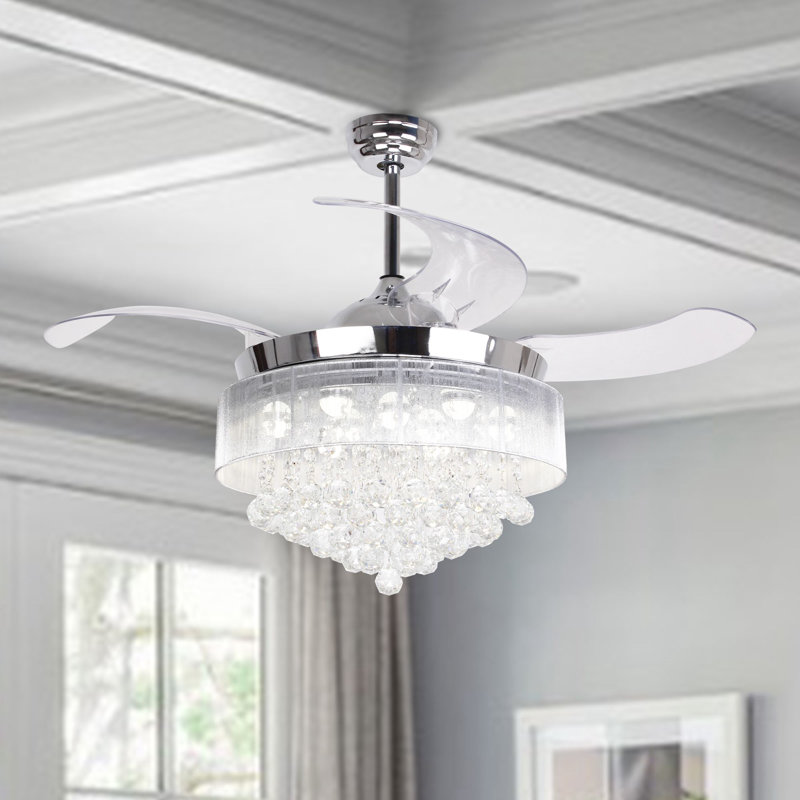 House of Hampton 46" Broxburne 4 Blade LED Ceiling Fan with Remote, Light Kit Included & Reviews